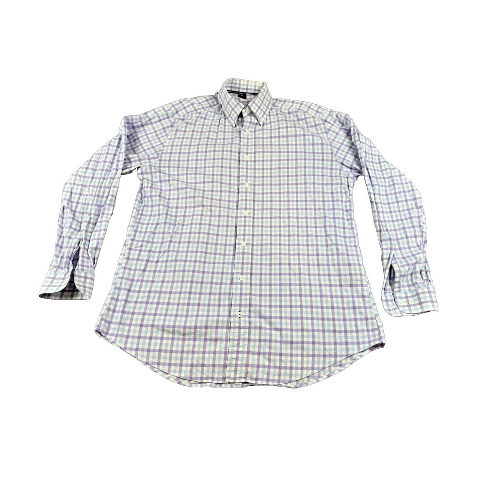FootJoy Men's Button Down Large Plaid Long Sleeve Cotton Spandex Stretch